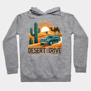 An SUV Driving On A Sand Dune, Desert Drive Hoodie